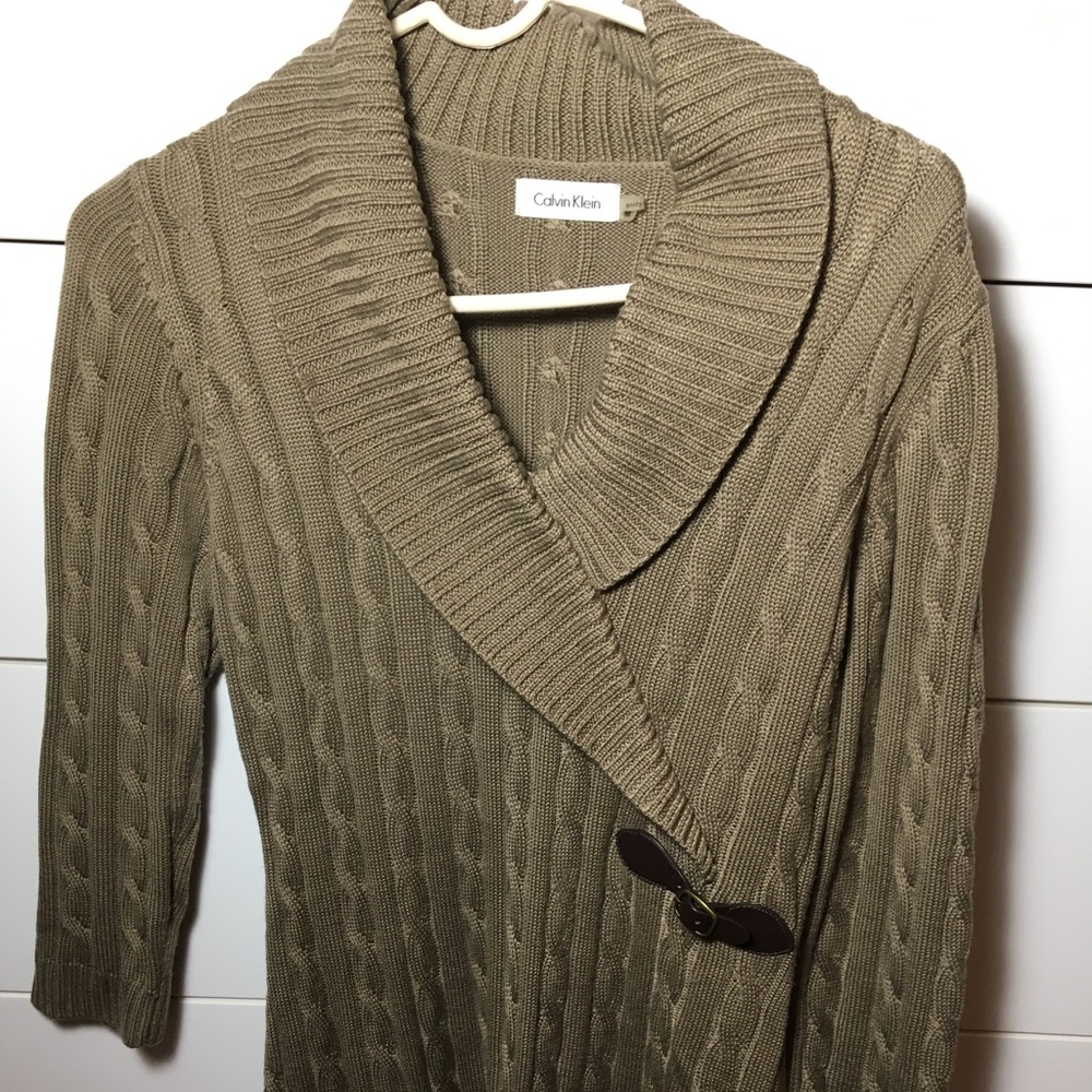 Calvin Klein sweater dress in khaki